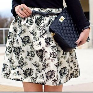 Metallic floral skirt, gold, black & silver!